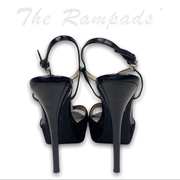 Michael Michael Kors Black Felicia Leather Rubber Heels Size 8.5 - Picture 8 of 11